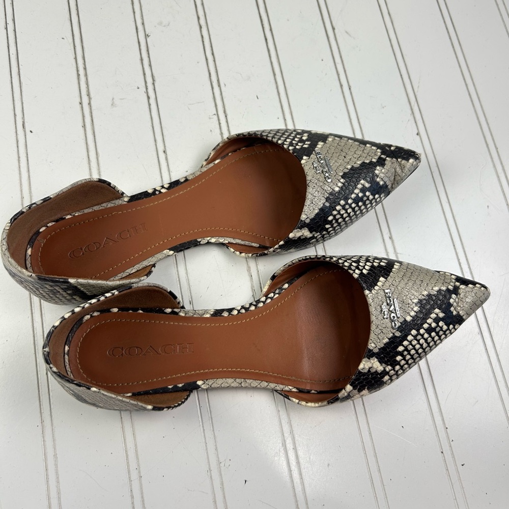 Coach Leather Pointy Toe Flats Natural (Snake) Womenโs Size 10 - Picture 6 of 11